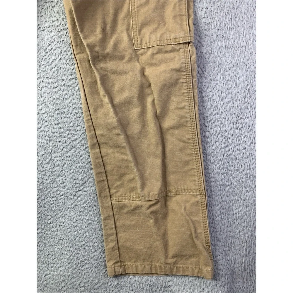 Wrangler Work Cargo Duck Canvas Pants Men's 34x30 Khaki Utility Double Knee
